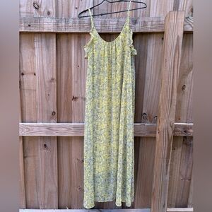 Who What Wear Size M Yellow & Gray Floral Lined Adjustable Casual Maxi Dress